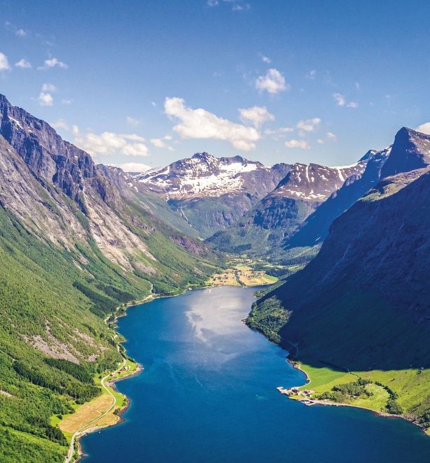 A river winding through the mountains of Norway
