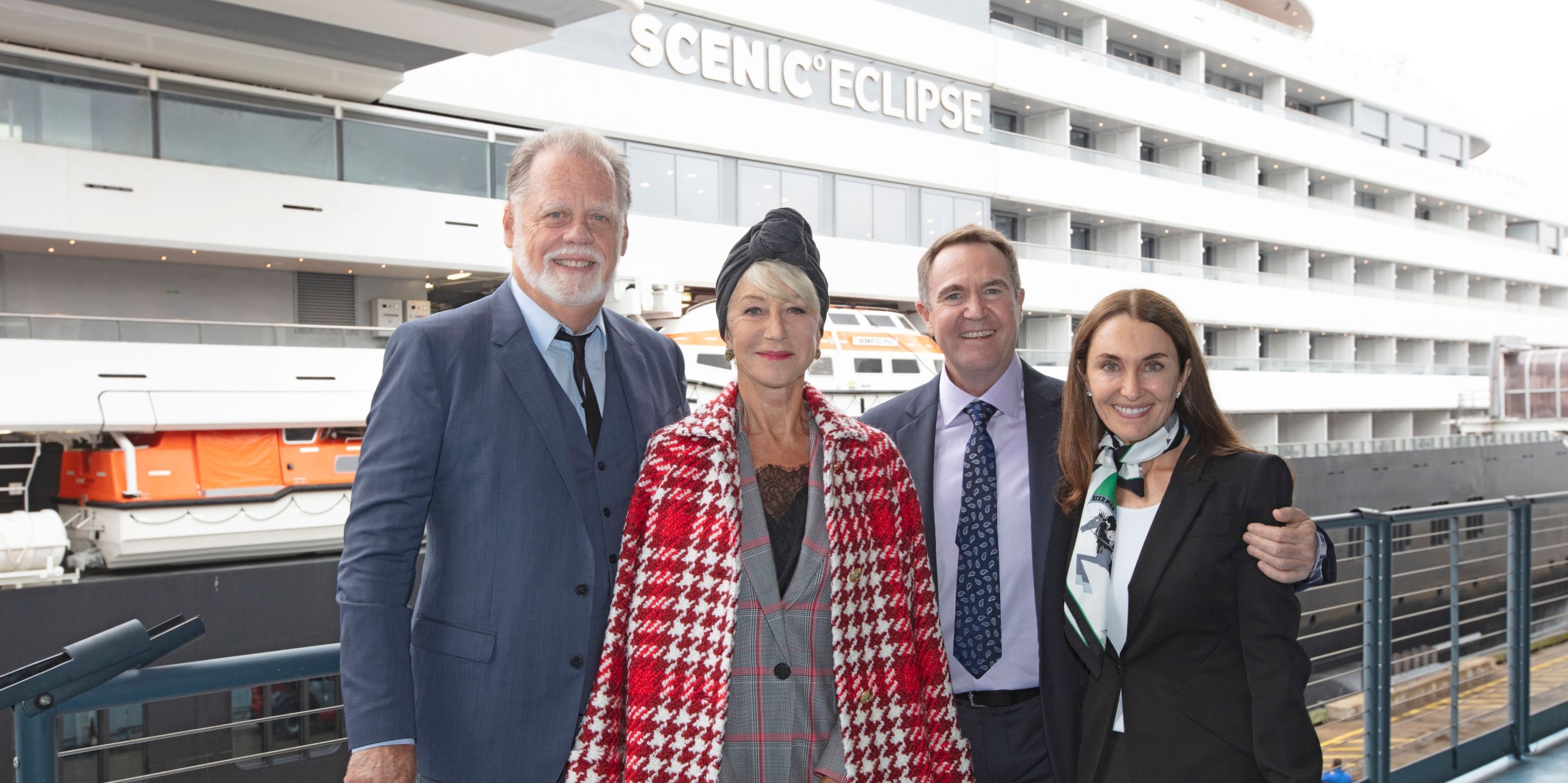 Helen Mirren at the Christening of Scenic Eclipse with the owner